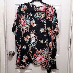 SOPRANO WOMEN'S FLORAL PRINT BEACH WRAP SHRUG KIMONO SIZE L‎